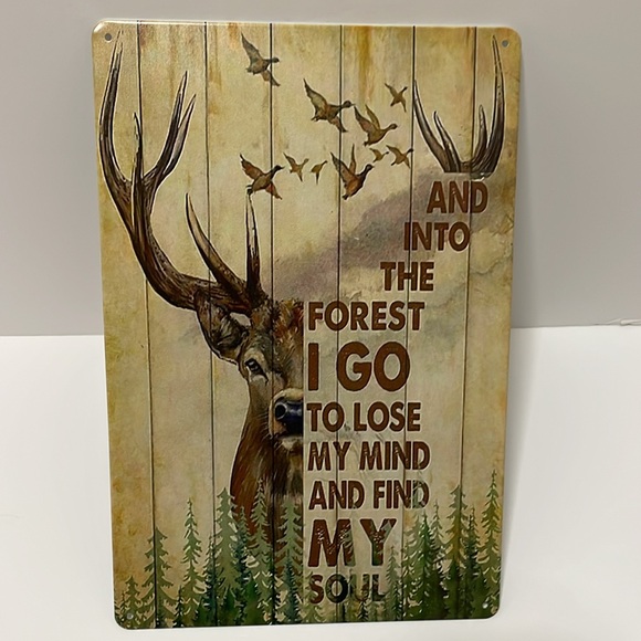 Hunting Deer And Duck And Into The Forest I Go Art Metal Wall Plaque Decor New - Picture 5 of 16